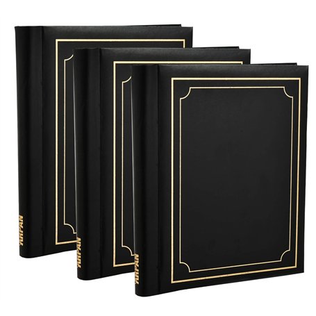 Arpan Lot de 3 albums photo autocollants pour un total de 108 feuilles 216 pages Noir