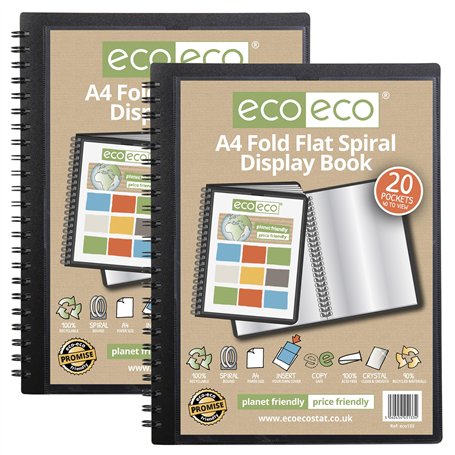 eco-eco Eco133x2 Lot de 2 protège-documents A4 50% recyclés 20 pochettes à spirales