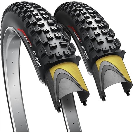 Fincci Velo Pneu 27.5 x 2.25 Pouces - Paire Pliable VTT Tire 57-584 avec 1mm Nylon Protection Anti Crevaison