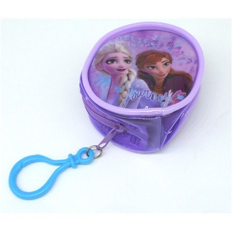 TDL Disney Frozen Portefeuille Portefeuille - Licence Officielle - 8 cm - Rond - Fermeture Zippée - Porte-Clés - Coin Purse