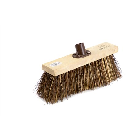 Newman and Cole Tête de balai en bois de 33 cm avec bassine rigide et canne mélangée à poils durs naturels – Tête de balai de re