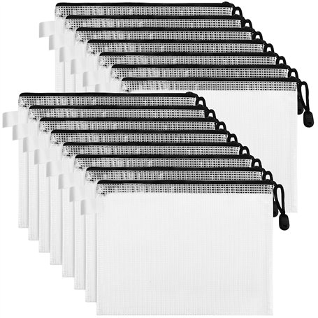 Belle Vous Pochette Plastique Zip Transparentes (Lot de 15) - Pochette Zip A4 - Pochette Plastique Étanche Multi-Usages pour Voy