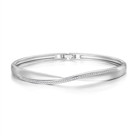 Philip Jones Bracelet jonc plaqué argent créé avec des cristaux Zircondia®