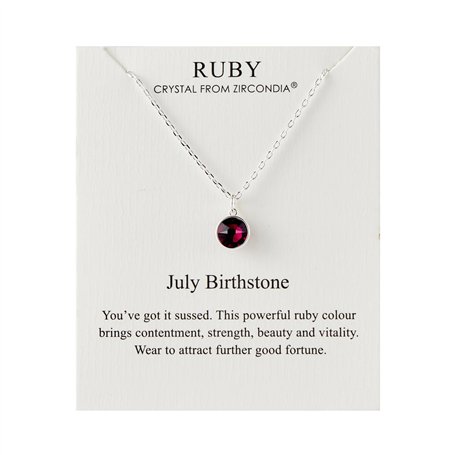 Philip Jones Collier de pierre de naissance de juillet (rubis) créé avec des cristaux de Zircondia®
