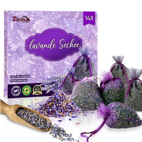 ZIDINA Sachets Parfumés Lavande - 14 Sachets de Lavande Séchée pour Maison, et Voiture – Sachet Lavander Armoire, Désodorisant N ZIDINA Sachets Parfumés Lavande - 14 Sachets de Lavande Séchée pour Maison