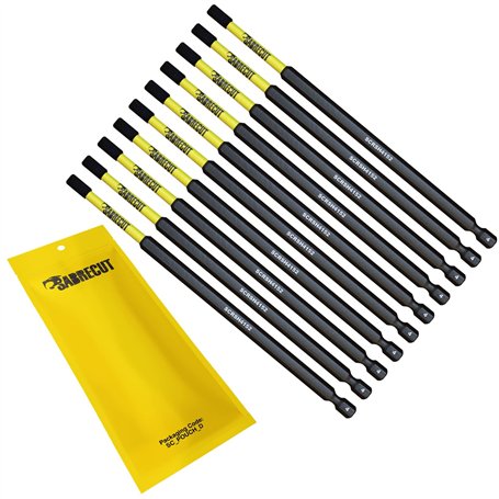 10 x SabreCut SCRH4152_10 152 mm H4 Hex Magnétique Impact Tournevis Embouts Set Single End Heavy Duty Compatible avec Dewalt Mil