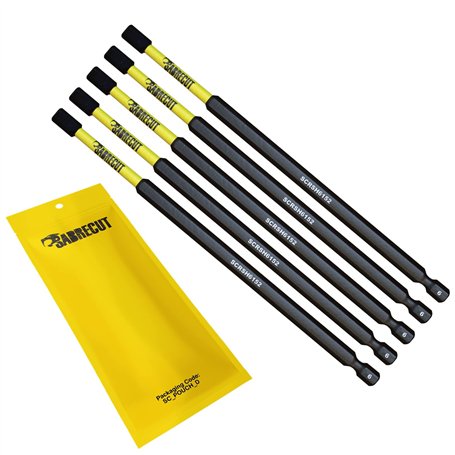 5 x SabreCut SCRH6152_5 152 mm H6 Hex Magnétique Impact Tournevis Embouts Set Single End Heavy Duty Compatible avec Dewalt Milwa