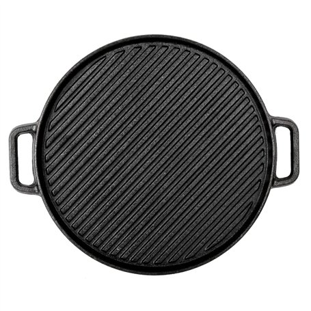 Poêle grill double face en fonte pour barbecue 30 cm