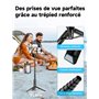 Moman Selfie Stick Trépied avec Lumière de Remplissage, Q12S Trépied Portable Support de Téléphone 77CM Support en Aluminium pou