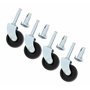 Lot de 4 roulettes pivotantes robustes en plastique rigide avec douilles.