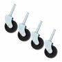 Lot de 4 roulettes pivotantes robustes en plastique rigide avec douilles.