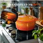 Overmont Cocotte en Fonte Émaillée - Ø24 cm Casserole Antiadhésive Avec Couvercle et Maniques en Coton - Batterie de Cuisine Rob