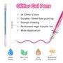 OWill 24 Stylo Gel Pailleté Pour Livres, Croquis et Travaux Manuels - Set de Stylo Gel avec 12 Stylos Paillette 1mm pour Coloria