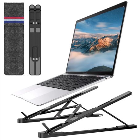 Euqvunn Support Ordinateur Portable -[Réglage 10 Angles] En Alliage d'Aluminium Pliable & Portable Support pour PC