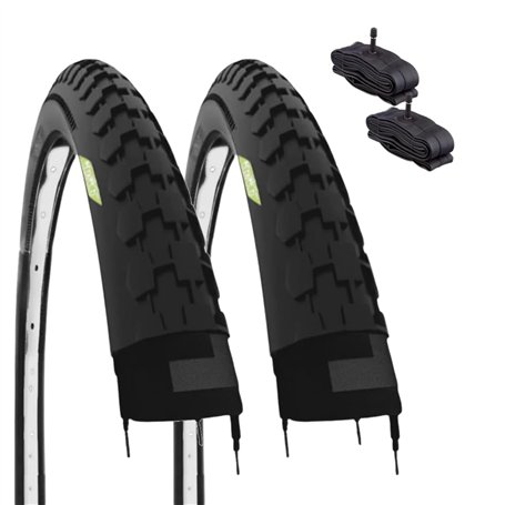 2 pneus 26 x 1 1/2 (40 – 584) + Chambres Valve Schrader pneus Caoutchouc pour vélo vélos