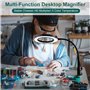 Mapille 10X Loupe avec lumière et Support, LED Lampe de Bureau avec 5 Températures Couleur, Lampe loupe à intensité Variable, 36