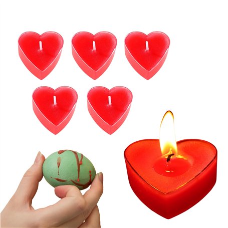 Lot de 5 bougies de massage rouges en forme de cœur à basse température pour amoureux