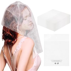 50 Pièces Bonnets d'Essayage Jetables en Non-Tissé, Protection du Maquillage et des Vêtements, Couvre-Visage Respirant pour Cabi 50 Pièces Bonnets d'Essayage Jetables en Non-Tissé