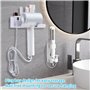 Support Seche Cheveux, Porte Seche Cheveux Mural, Support pour fer à Friser, Porte Sèche Cheveuxs Sans Perçage avec Trou de Doui