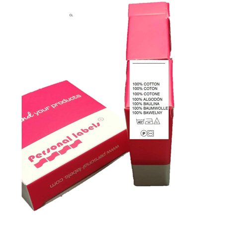 Lot de 100 étiquettes de vêtements Inscription composition coton et entretien