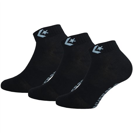 Converse 3 Paires Chaussettes Quarter - Soutien Voûte Plantaire - Polyester - Unisexe (Noir