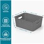 Winter Shore Panier Rangement Plastique Gris (Lot de 6) - Paniers pour Étagères avec Poignées - Bac Rangement Salle de Bain, Cui
