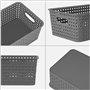 Winter Shore Panier Rangement Plastique Gris (Lot de 6) - Paniers pour Étagères avec Poignées - Bac Rangement Salle de Bain, Cui