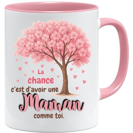Cadeau Touchant pour Maman | "La chance c’est d’avoir une Maman comme toi" – Mug Fête des Mères Émotion | Tasse Cadeau Famille B