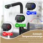 Robinet de cuisine noir avec affichage de la température, robinet d'évier de cuisine extensible et pivotant à 360°, haute pressi