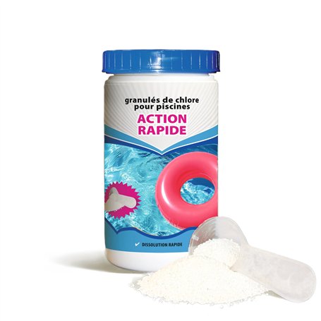 BSI - Chlore Choc - Action Rapide - Désinfection Totale De l'Eau - Spécial Bactéries - Idéal Pour Piscine Et Spa - Granulé - 1kg