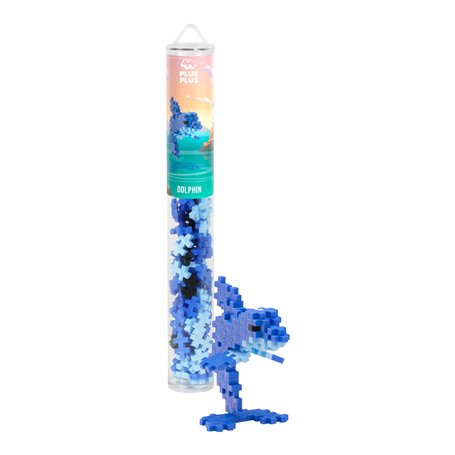 Plus-Plus - 100 Briques de Construction avec Tube de Rangement - Tube Dauphin 100 Pièces - Jeu de Construction Enfant Dès 5 Ans