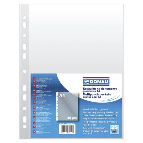 DONAU 1774925PL-00 Lot de 25 pochettes perforées grainées en plastique transparent pour documents