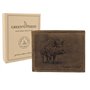 Green Deed - Portefeuille Homme en Cuir Véritable - Motif : Sanglier – 12x9x3 cm – Compartiments pour Cartes de Crédit – Poche F