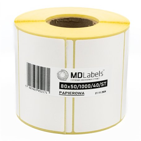 MD Labels Lot de 1000 étiquettes autocollantes en papier transfert thermique Blanc 80 x 50 mm