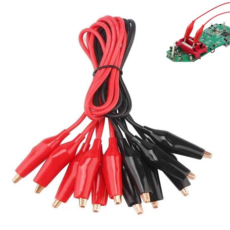 10pcs Soudé Fils de Test avec Pinces Crocodiles Câble de Test Isolé Clips à Double Extrémité