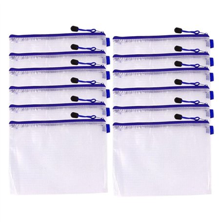 12pcs Chemise Paquet Portefeuille Pochette en PVC Zip Document Dossier/PVC School Office A5 Magazine Document File Zippy Closure
