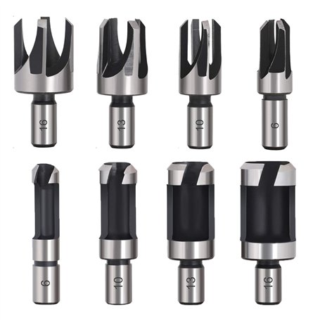 Baorder 8PCS HSS Fraise à Bouchonner Bois Outil de Coupe Acier Carbone Bois Plug Perceuse Ensemble en Bois Conique de Griffe Mèc