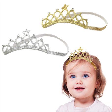 bandeaux de couronnes princesses pour les petites filles-lot de 2 bandeaux de couronne