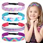 4pcs Bandeaux Ajustable Large Cheveux Fille Headband Serre Tête Élastique Extensibles Coloré Arc-en-ciel Dessin Animé en Tissu B