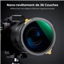 K&F Concept 72mm Filtre CPL+ND2-32 2 en 1 1 à 5 f-Stops et Polarisant sans Croix X en Cuivre Ultra Fin HD Imperméable Anti des R