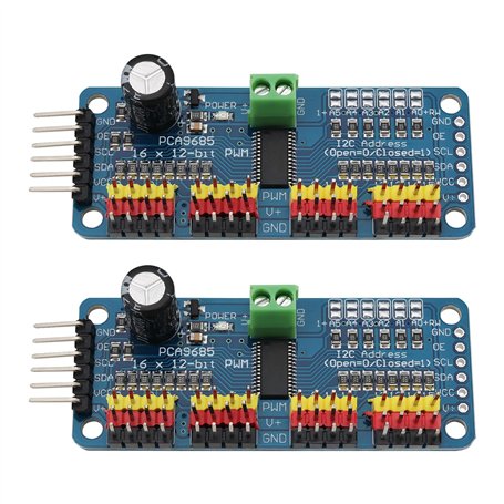 The Lord of the Tools 2pcs PCA9685 16 Canaux 12 Bits PWM Servo Driver Board IIC Interface Compatible avec Raspberry Pi Robot Ser