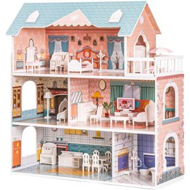 ROBUD Maison de Poupée en Bois avec Meubles et Accessoires Maisons de Filles Playhouse Salle de Jeux Jouets pour Enfants