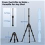 SIRUI Mini Trépied en Fibre de Carbone avec Colonne Centrale Extensible, Hauteur Maximale 66 cm, Supporte 15 kg - Ultra-Léger 0,