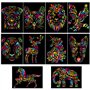Qpout 21pcs Ensemble de Papier à gratter pour Enfants, 10 Papier à gratter 10 Animaux Dessin pochoirs 1 Stylo en Bois pour garço
