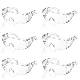 MAEXUS Lot de 6 lunettes de protection transparentes pour enfants, lunettes de protection de laboratoire, anti-buée et coupe-ven MAEXUS Lot de 6 lunettes de protection transparentes pour enfants