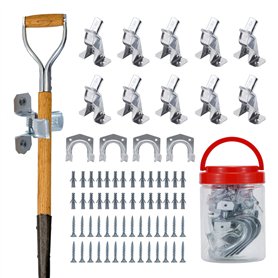 Lot de 14 supports muraux pour le garage - pinces à outils en métal pour le montage mural Support d'organisateur mural pour armo Lot de 14 supports muraux pour le garage - pinces à outils en métal pour le montage mural Support d'organisateur mural pour armo