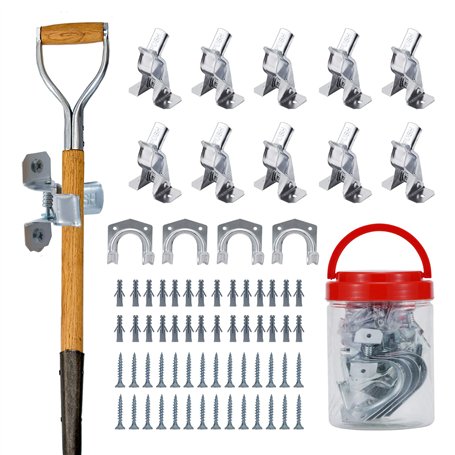Lot de 14 supports muraux pour le garage - pinces à outils en métal pour le montage mural Support d'organisateur mural pour armo