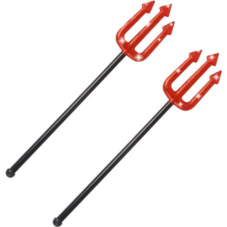 DERAYEE 2pcs Fourche de Diable，Devil Fork Sparkling Rouge Trident Arme Horreur Accessoire pour la Fête d'Halloween