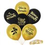 24Pcs Ballon Thème Retraite Noir Or en Latex pour Femme Homme Décoration Cadeau Fête avec Ruban