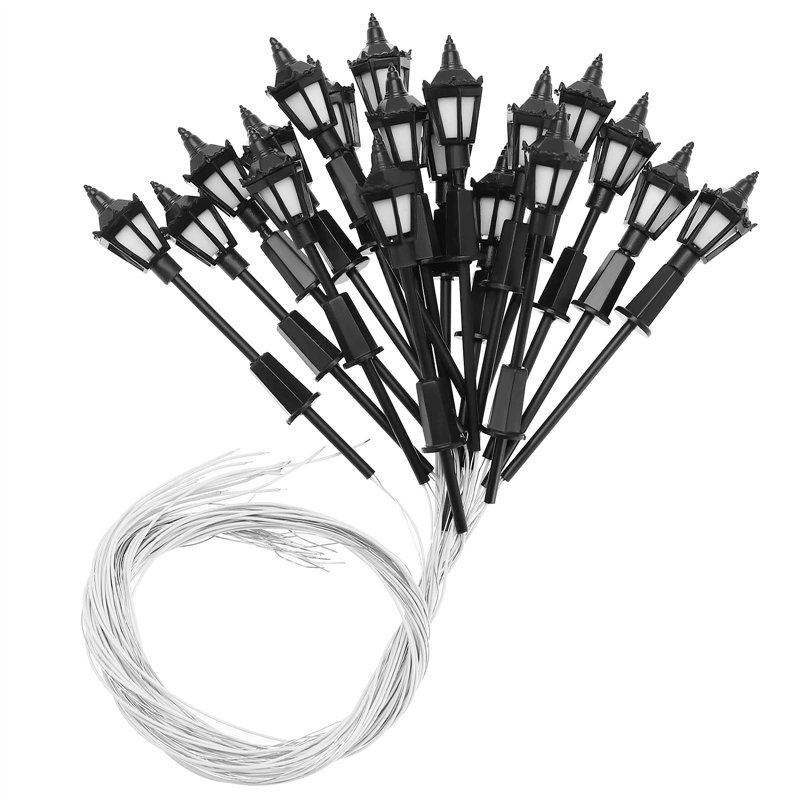Lot De 20 Lampadaires Miniatures LED Blanc Chaud – Échelle 1/75 – Hauteur 100 Mm – Pour HO/OO – Dioramas, Jardins Miniatures Et Rues